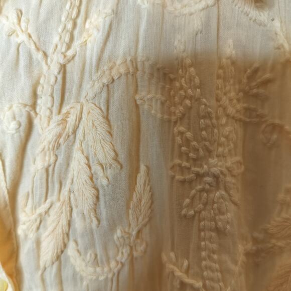 Novica Button Up Shirt Floral Embroidered Cotton Sleeveless - Picture 7 of 11